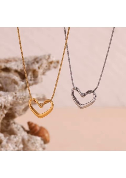 Kadın Gold ve Gümüş Kalpli Düğüm Kolye Kombin Bijuteri Kolye - 3700 fırsatları