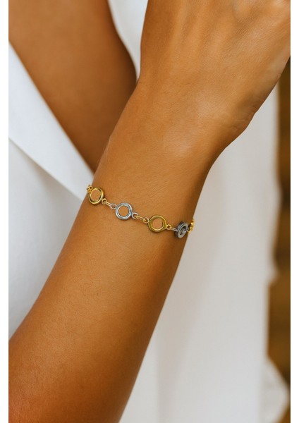 Altın Renk Yuvarlak Sarı Beyaz Zincir Asansör Çelik Bileklik - 3607 fiyatları