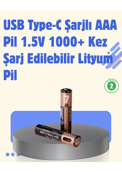 USB Type-C Şarjlı Aaa Lityum Pil | 1.5V Sabit Voltaj, 1000+ Şarj Döngüsü ile Uzun Ömür
