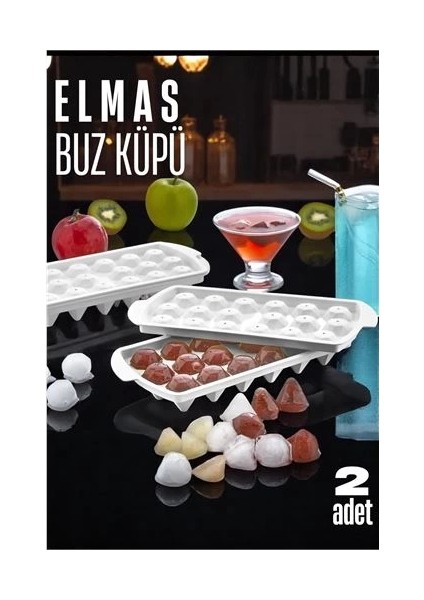 Bx Buz Kalıbı Elmas Içecek Buz Kalıbı - Mutfak Buz Kalıbı Kolay Çıkarılır Buz Kalıbı 2 Adet