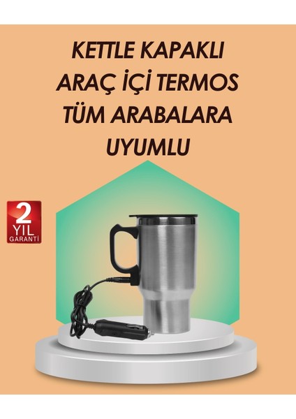 Araç Içi Isıtıcı Termos Bardak Paslanmaz Çelik