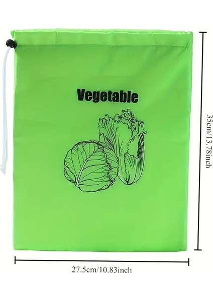 3 Adet Yeniden Kullanılabilir Meyve ve Sebze Tazelik Saklama Çekme Ipi Torbaları
