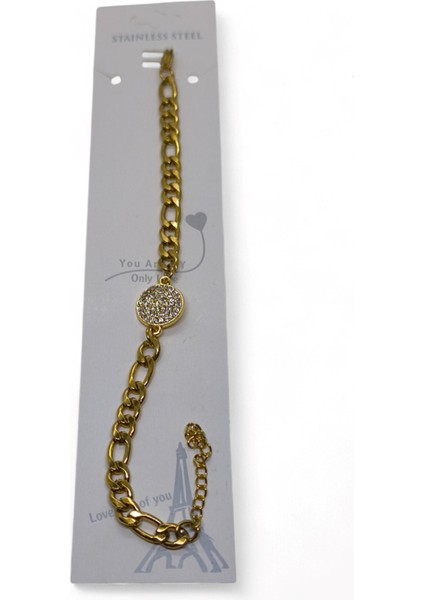 Altın Renk Yuvarlak Beyaz Model Şavin Zincir Çelik Bileklik - 3672 indirimleri