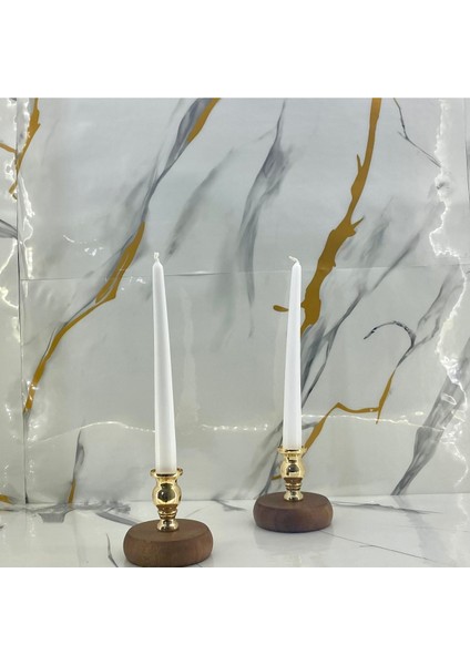 Koyu Kahverengi Ahşap Ayaklı Metal Gold Desenli Ikili Mumluk Seti Modelleri fiyatları
