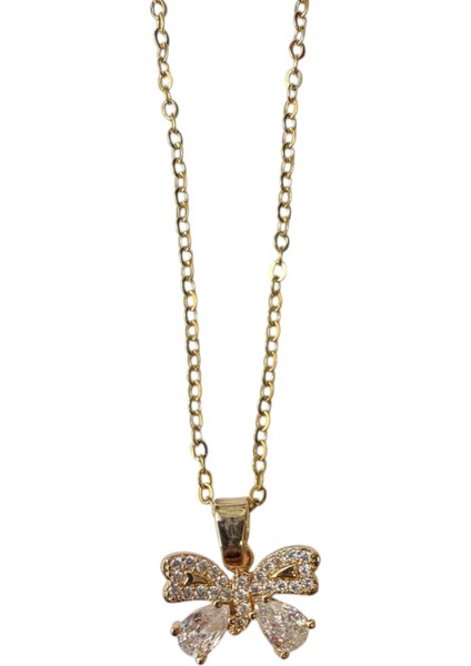 Altın Renk Fiyonk Sf Zincir Çelik Kolye - 3659