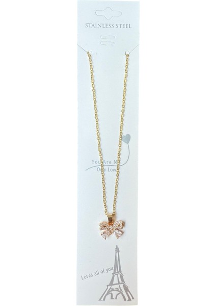 Altın Renk Fiyonk Sf Zincir Çelik Kolye - 3659 modelleri