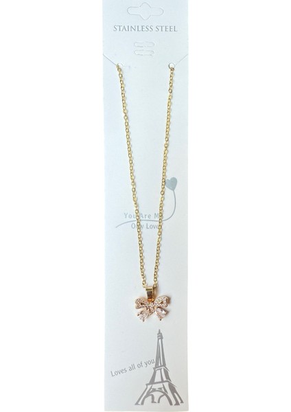 Altın Renk Fiyonk Sf Zincir Çelik Kolye - 3659 fırsatları