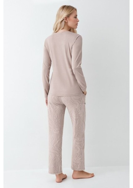 Kadın Giyim Modal & Pamuk Düğme Detaylı Uzun Kol 2'li Pijama Takımı OL.PC.9086.001 modelleri