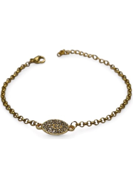 Altın Renk Mekik Beyaz Taşlı Model Doc Zincir Çelik Bileklik - 3676 fırsatları