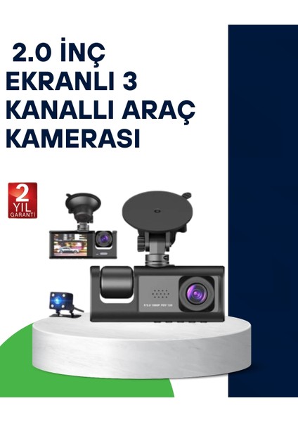 Üç Kameralı Araç Kamerası Full Hd Gece Görüş G-Sensör