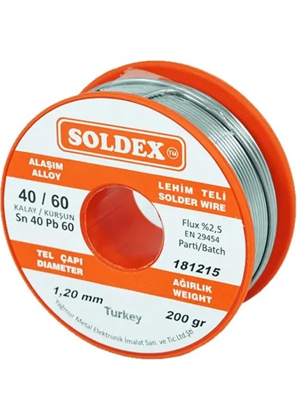 40-60 Lehim Teli 200 gr 1.6 Mm- Sn:40 / Pb:60 - Lisinya