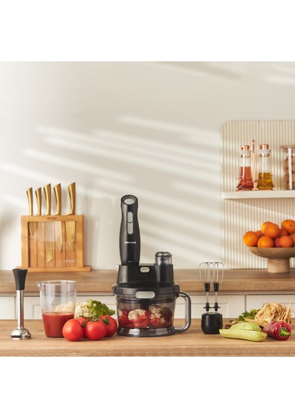 Şık Siyah-Gri Çok Fonksiyonlu Mutfak Robotu 2808H