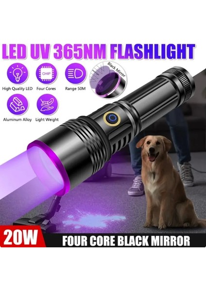 F-365 Uv 20W Şarjlı 26650 Pilli Profesyonel El Feneri - Lisinya