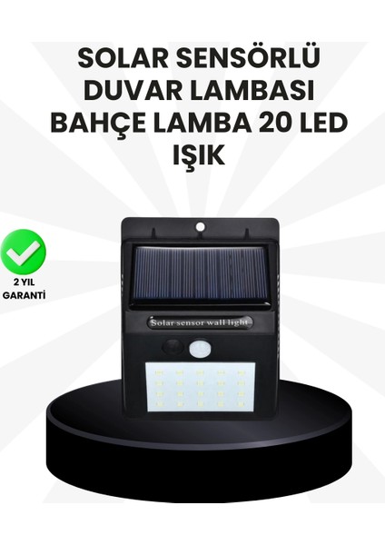 Su Geçirmez IP65 20 LED Solar Sensörlü Bahçe ve Veranda Aydınlatma