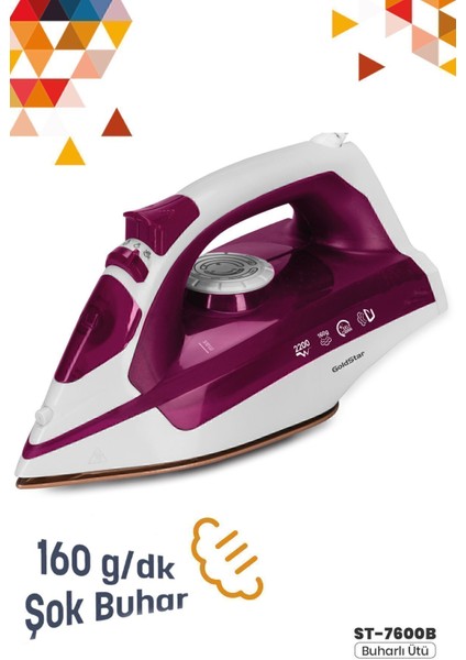 Buharlı Ütü Beyaz ve Mor Renk, Kolay Kullanım, Hızlı ve Etkili Sonuçlar