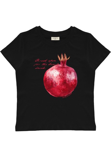 Pomegranate Baskılı Baby Tee Crop Top