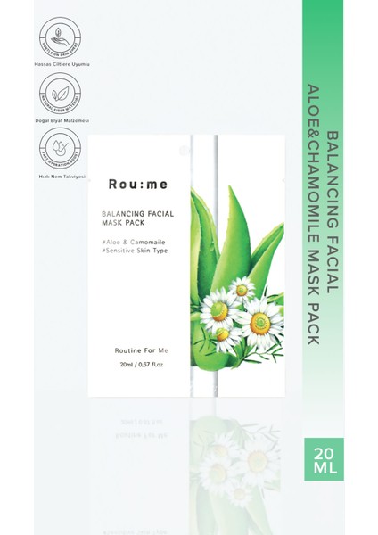 Aloe ve Papatya Ekstraktlı Yatıştırıcı ve Nemlendirici Kağıt Maske
