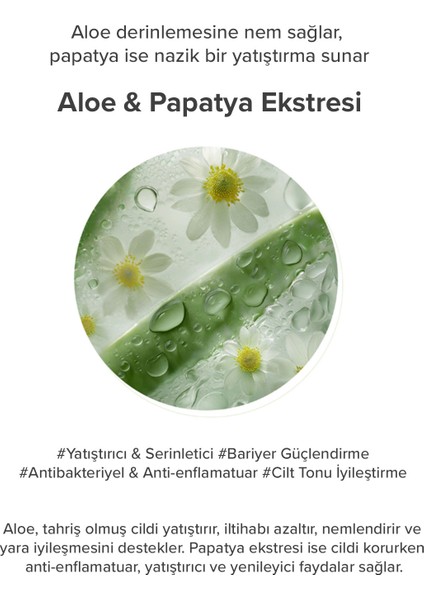 Aloe ve Papatya Ekstraktlı Yatıştırıcı ve Nemlendirici Kağıt Maske indirimleri