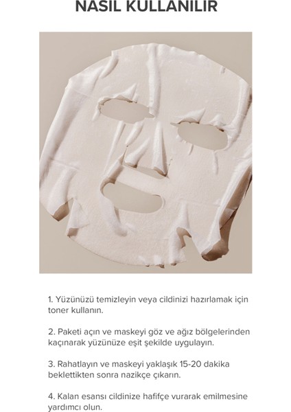 Aloe ve Papatya Ekstraktlı Yatıştırıcı ve Nemlendirici Kağıt Maske