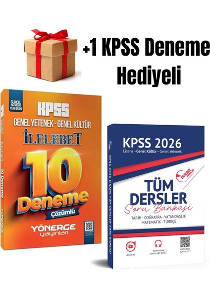 2026 Kpss Yönerge 5 Deneme ve Kpss Tüm Dersler Soru Bankası (2 Kitap) +1 Kpss Deneme Hediyeli