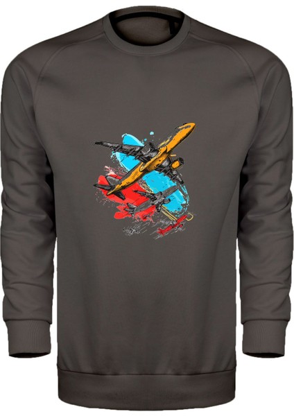 Renkli Yolcu Uçakları Unisex Sweatshirt