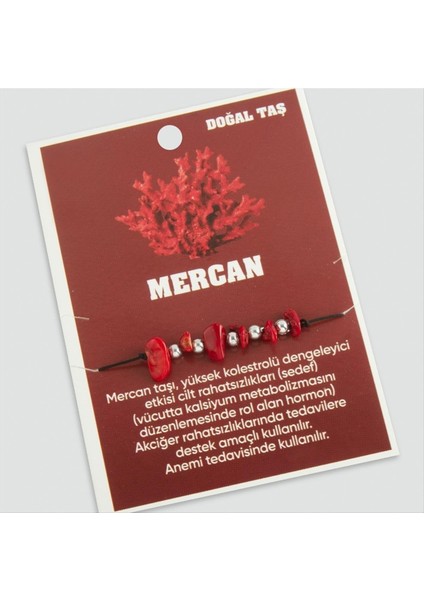 shop Mercan Doğaltaşlı Ip Bileklik-Kırmızı