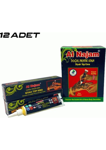 12 Adet Al Najam Siyah Tüp Kına 30GR (5313) fiyatları