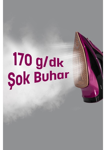 2400W Seramik Tabanlı Geniş Su Tanklı Buharlı Ütü, 170 gr Etkili Şok Özelliği modelleri