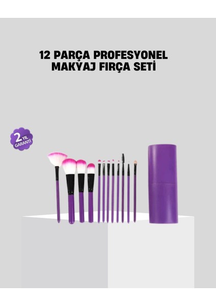 12’li Profesyonel Makyaj Fırça Seti Ultra Yumuşak Sentetik Kıllı