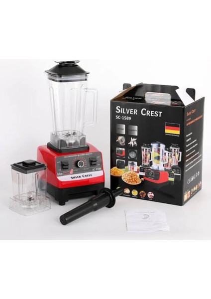 Kırmızı 2'si 1 Arada Gümüş Crest 4500W Güçlü Blender, Şık ve Pratik Kullanım