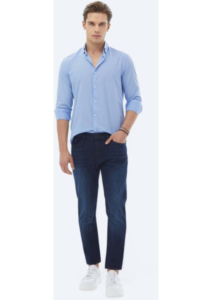 Mavi Düz Regular Fit Dokuma Casual %100 Pamuk Gömlek