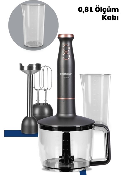 Geniş Hazneli 1500W Paslanmaz Çelik 3'ü 1 Arada Çok Fonksiyonlu Blender
