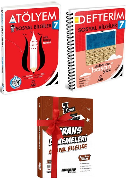 Arı + Ankara 2026 7. Sınıf Sosyal Bilgiler Atölye ile Defter + Branş Deneme 3 Lü Set fiyatları