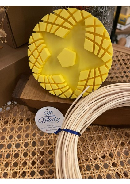 Rattan Core Doğal Bambu Çubuk 2 mm 100 gr ve Rattan Örme Kalıbı 2 Si Birlikte