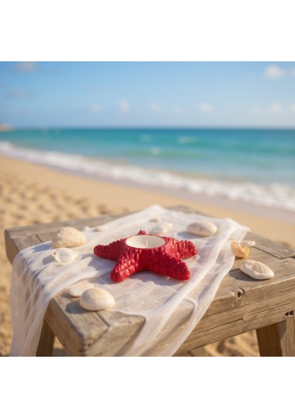 Deniz Yıldızı Metalik Kırmızı Mumluk modelleri