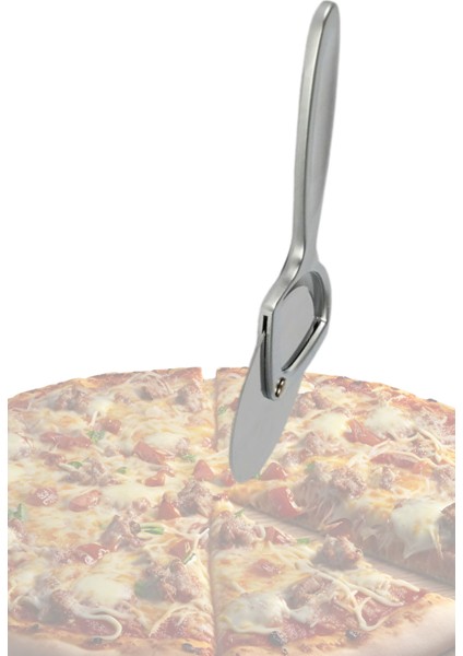 Paslanmaz Çelik Orta Boy Bıçaklı Hamur Kesme ve Pizza Ruleti - Pizza Kesici