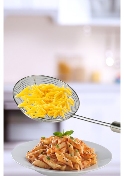 Metal Saplı Ek Destekli Kevgir 16CM Çap, Süzgeç Kepçe Makarna, Kızartma, Sebze, Haşlama modelleri