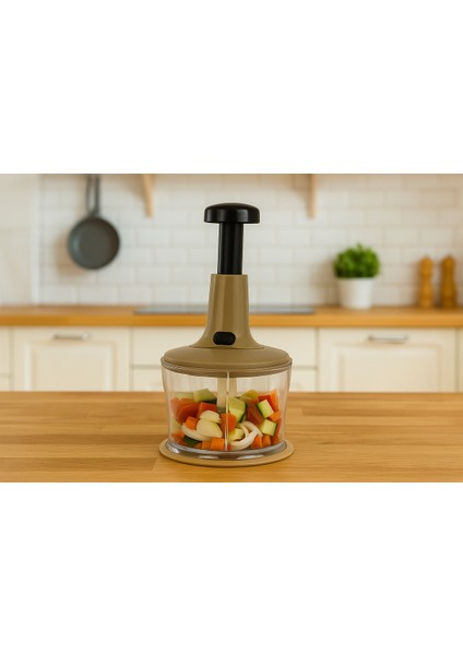 Çok Renkli 3 Bıçaklı Kilitli El Doğrayıcı, Sebze ve Meyve Parçalama Aparatı modelleri