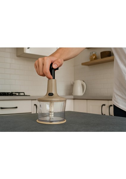 Çok Renkli 3 Bıçaklı Kilitli El Doğrayıcı, Sebze ve Meyve Parçalama Aparatı