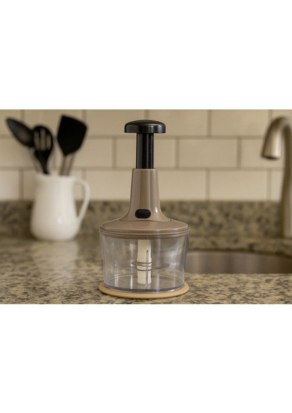 Çok Renkli 3 Bıçaklı Kilitli El Doğrayıcı, Sebze ve Meyve Parçalama Aparatı