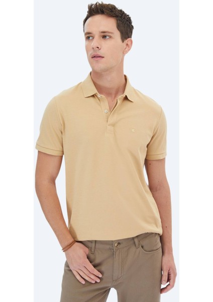 Deve Tüyü Polo Yaka %100 Pamuk T-Shirt