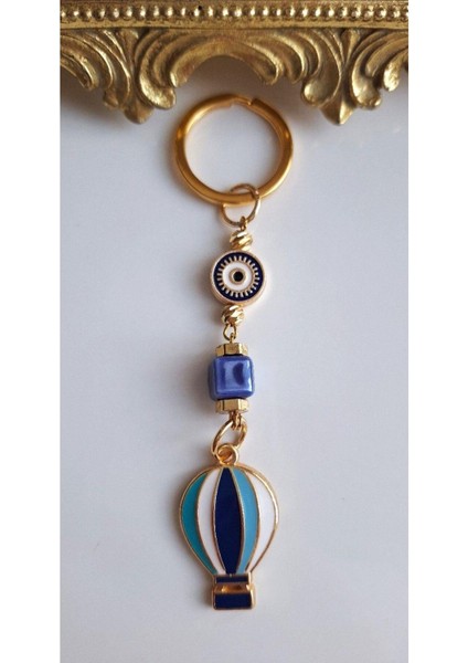 Hediyelik 5'li Nazar Boncuklu Özgürlük Simgesi Balon Detaylı Lacivert Anahtarlık 10,5 cm fırsatları