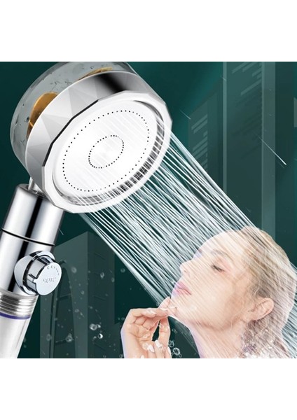 Turbo Pervaneli ve Filtreli Su Tasarruflu 360 Derece Dönebilen Tazyikli Duş Başlığı (5313)