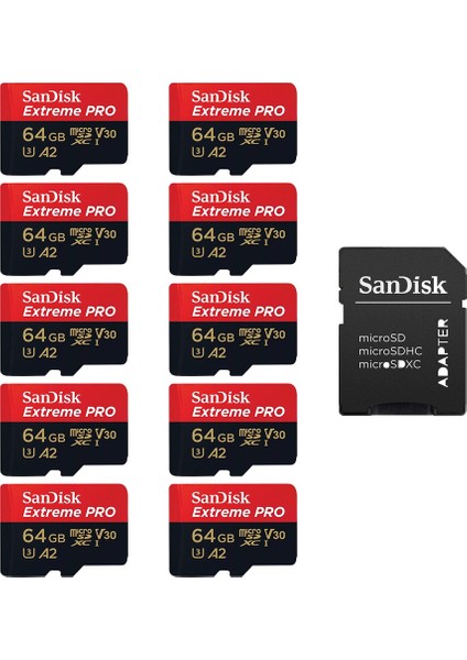 10'lu Paket 64GB Extreme Pro SDSQXCU-064G-GN6MA Mıcro-Sd Hafıza Kartı 24FİLM