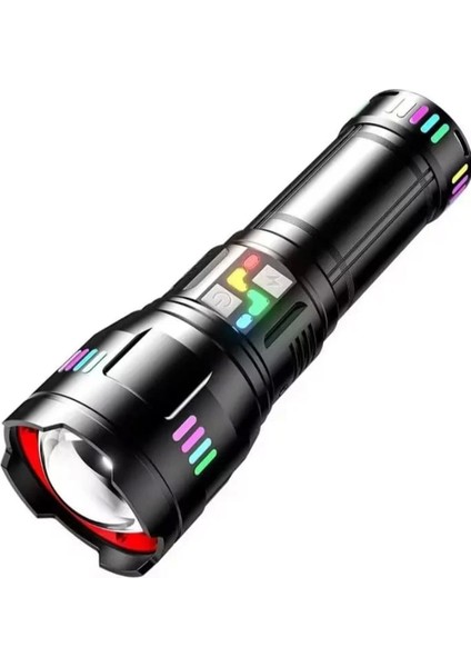 Pro F-3002 Alüminyum Tg LED Gece Şeritli Type-C Şarjlı El Feneri - Lisinya