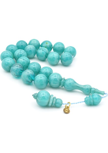 Vefa Usta Imzalı Küre Kesim Mavi Sıkma Kehribar Efe Maskot Tesbih