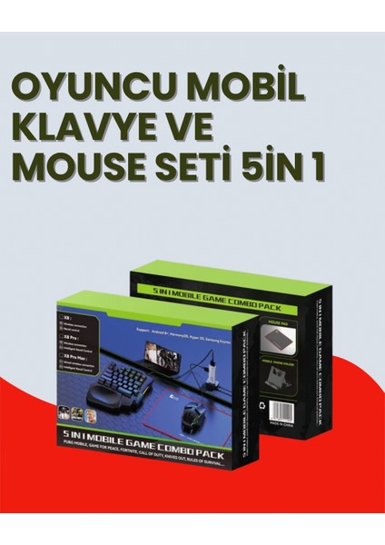 Depomix Bluetooth 5.3 Bağlantılı Mobil Oyun Dönüştürücü Set – Klavye + Mouse + Adaptör