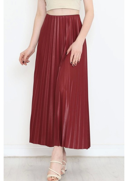 Zarif ve Modern Pileli Parlak Krep Gizli Lastikli Bordo Etek ( Lisinya ) fırsatları