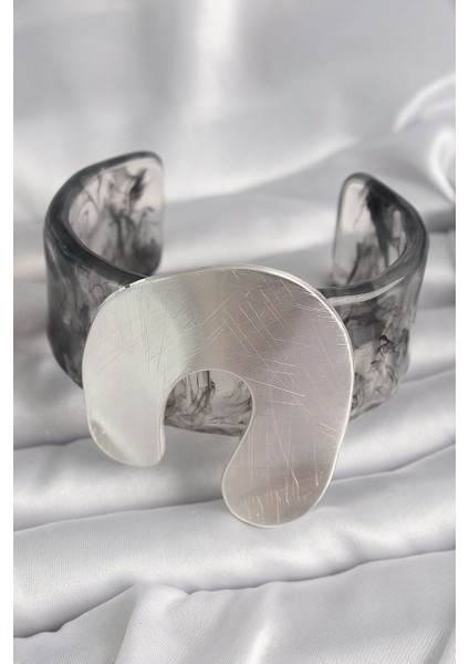 Siyah Mermer Desen Akrilik Plaka Vintage Kadın Bilezik - Lisinya fiyatları