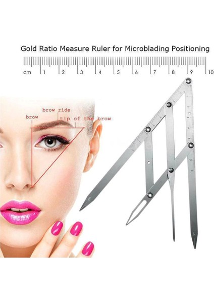Microblading Simetrik ve Estetik Kaş Ölçüm Cetveli, Kalıcı Makyaj Altın Oran Pergeli 275 ( Lisinya )